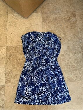 Lauren Ralph Lauren Blue and White Paisley Print Mini Dress